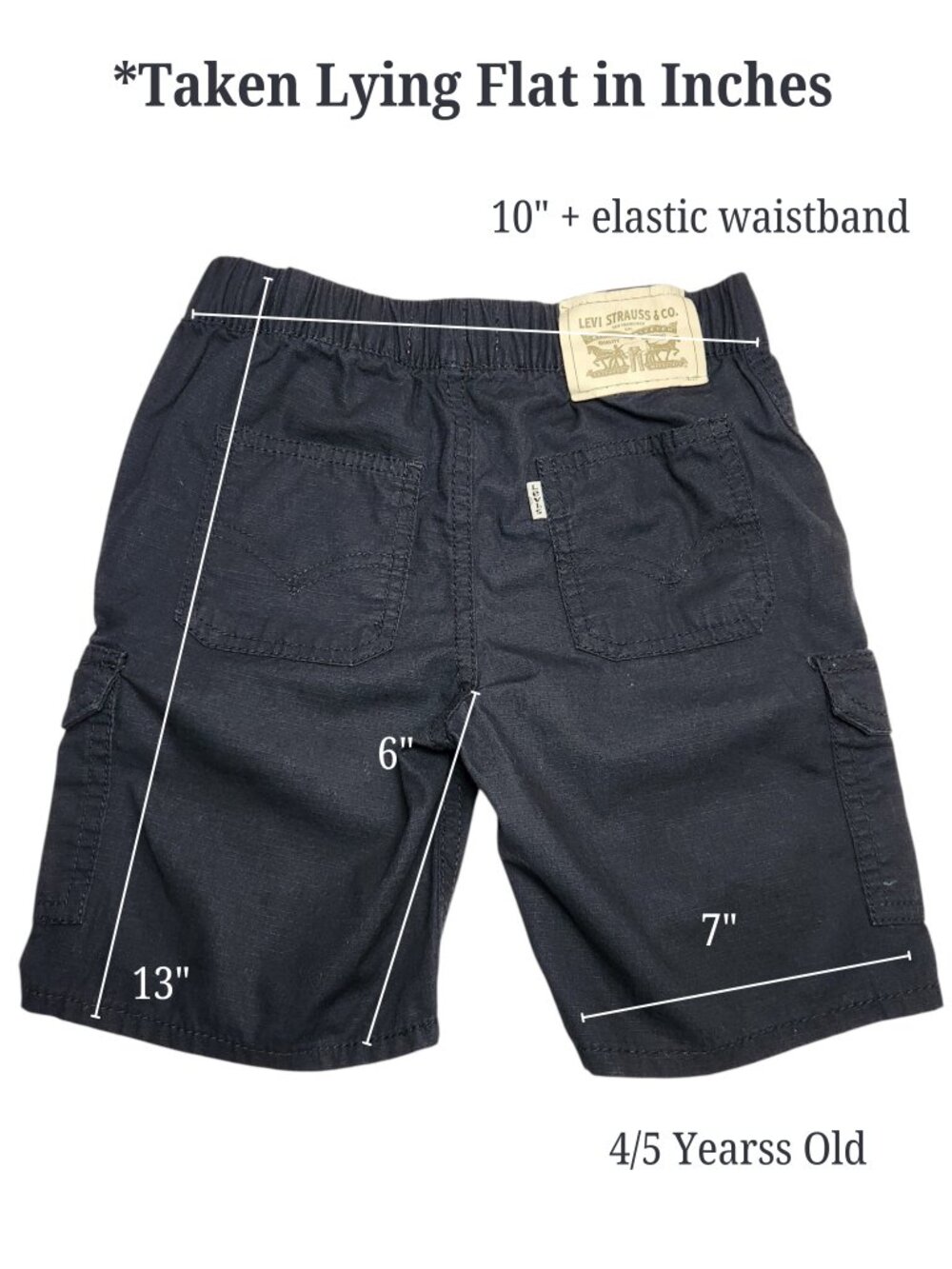Levi's Little Kids' Black Cargo Short Pull-on 100% Cotton Size 4T (4-5 Years) - Picture 9 of 10